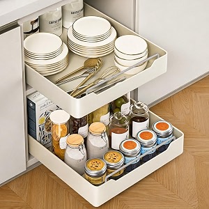 sittella 2 pieces pull out cabinet organizer 455  355 cm slide out drawers for kitchen cabinets heavy duty pull out shelves for pantry bathroom living room