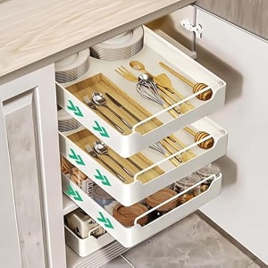 sittella 3 pieces pull out cabinet organizer 455  355 cm slide out drawers for kitchen cabinets heavy duty pull out shelves for pantry bathroom living room