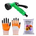 SIVON Gardening Tools Kit-3 Pcs (Gardening Gloves Orange, Water Spray Gun, Flower Seeds Packet) | Durable Gardening Tools | Home Gardening Tool Kit | Terrace Gardening Accessories