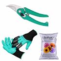 SIVON Gardening Tools Kit-3 Pcs (Garden Gloves with Claws, Garden Pruner, Flower Seeds Packet) | Durable Gardening Tools | Home Gardening Tool Kit | Terrace Gardening Accessories