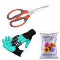 SIVON Gardening Tools Kit-3 Pcs (Garden Gloves with Claws, Garden Scissor, Flower Seeds Packet) | Durable Gardening Tools | Home Gardening Tool Kit | Terrace Gardening Accessories