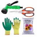 SIVON Gardening Tools Kit-4 Pcs (Garden Scissor, Gardening Gloves Green, Water Spray Gun, Flower Seeds Packet) | Durable Gardening Tools | Home Gardening Tool Kit