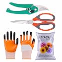 SIVON Gardening Tools Kit-4 Pcs (Garden Pruner, Garden Scissor, Gardening Gloves Orange, Flower Seeds Packet) | Durable Gardening Tools | Home Gardening Tool Kit