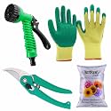 SIVON Gardening Tools Kit-4 Pcs (Garden Pruner, Gardening Gloves Green, Water Spray Gun, Flower Seeds Packet) | Durable Gardening Tools | Home Gardening Tool Kit