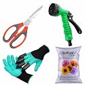 SIVON Gardening Tools Kit-4 Pcs (Garden Gloves with Claws, Garden Scissor, Water Spray Gun, Flower Seeds Packet) | Durable Gardening Tools | Home Gardening Tool Kit