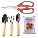 SIVON Gardening Tools Kit-5 Pcs (Cultivator, Big Trowel, Small Trowel, Garden Scissor, Flower Seeds Packet) | Durable Gardening Tools | Home Gardening Tool Kit | Terrace Gardening Accessories