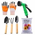 SIVON Gardening Tools Kit-6 Pcs (Cultivator, Big Trowel, Small Trowel, Gardening Gloves Orange, Water Spray Gun, Flower Seeds Packet) | Durable Gardening Tools | Home Gardening Tool Kit