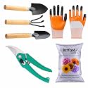 SIVON Gardening Tools Kit-6 Pcs (Cultivator, Big Trowel, Small Trowel, Garden Pruner, Gardening Gloves Orange, Flower Seeds Packet) | Durable Gardening Tools | Home Gardening Tool Kit