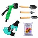 SIVON Gardening Tools Kit-6 Pcs (Garden Gloves with Claws, Cultivator, Big Trowel, Small Trowel, Water Spray Gun, Flower Seeds Packet) | Durable Gardening Tools