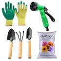 SIVON Gardening Tools Kit-6 Pcs (Cultivator, Big Trowel, Small Trowel, Gardening Gloves Green, Water Spray Gun, Flower Seeds Packet) | Durable Gardening Tools | Home Gardening Tool Kit