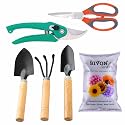 SIVON Gardening Tools Kit-6 Pcs (Cultivator, Big Trowel, Small Trowel, Garden Pruner, Garden Scissor, Flower Seeds Packet) | Durable Gardening Tools | Home Gardening Tool Kit
