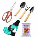 SIVON Gardening Tools Kit-6 Pcs (Garden Gloves with Claws, Cultivator, Big Trowel, Small Trowel, Garden Scissor, Flower Seeds Packet) | Durable Gardening Tools