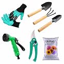 SIVON Gardening Tools Kit-7 Pcs (Garden Gloves with Claws, Cultivator, Big Trowel, Small Trowel, Garden Pruner, Water Spray Gun, Flower Seeds Packet) | Durable Gardening Tools