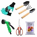 SIVON Gardening Tools Kit-7 Pcs (Garden Gloves with Claws, Cultivator, Big Trowel, Small Trowel, Garden Scissor, Water Spray Gun, Flower Seeds Packet) | Durable Gardening Tools