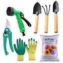 SIVON Gardening Tools Kit-7 Pcs (Cultivator, Big Trowel, Small Trowel, Garden Pruner, Gardening Gloves Green, Water Spray Gun, Flower Seeds Packet) | Durable Gardening Tools