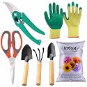 SIVON Gardening Tools Kit-7 Pcs (Cultivator, Big Trowel, Small Trowel, Garden Pruner, Garden Scissor, Gardening Gloves Green, Flower Seeds Packet) | Durable Gardening Tools