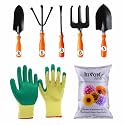 SIVON Gardening Tools Kit-7 Pcs (Fork, Cultivator, Big Trowel, Small Trowel, Weeder, Gardening Gloves Green, Flower Seeds Packet) | Durable Gardening Tools | Home Gardening Tool Kit