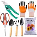 SIVON Gardening Tools Kit-7 Pcs (Cultivator, Big Trowel, Small Trowel, Garden Pruner, Garden Scissor, Gardening Gloves Orange, Flower Seeds Packet) | Durable Gardening Tools