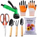 SIVON Gardening Tools Kit-7 Pcs (Cultivator, Big Trowel, Small Trowel, Garden Scissor, Gardening Gloves Orange, Water Spray Gun, Flower Seeds Packet) | Durable Gardening Tools