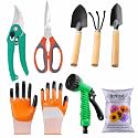 SIVON Gardening Tools Kit-8 Pcs (Cultivator, Big Trowel, Small Trowel, Garden Pruner, Garden Scissor, Gardening Gloves Orange, Water Spray Gun, Flower Seeds Packet) | Durable Gardening Tools