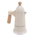 SIXRUN Aluminum Alloy Octagonal Percolator Coffee Pot Maker with Safety Valve and Beech Wood Handle (White)