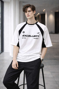 SIXTEENLINES Printed Men Round Neck White T-Shirt