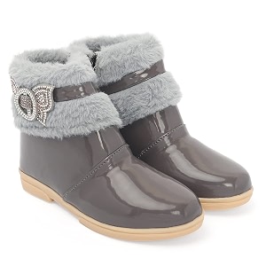 siya freeplay girls winter fur boots  stylish shiny ankle boots for kids  soft warm casual fashion boots for girls