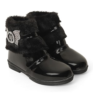 siya freeplay girls winter fur boots  stylish shiny ankle boots for kids  soft warm casual fashion boots for girls