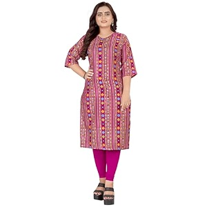 Siya Silk Cotton Blend Straight Printed Kurtis