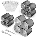 SIYAA 31 Pcs Black Hair Roller Set,18 Pcs Heatless Hair Rollers 3 Size Hair Clips and 1 Comb Hair Rollers for Long,Medium and Short Hair (balck 3 size)