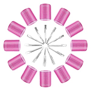 self grip hair rollers curlers 24 pcs set with 12pcs heatless hair rollers 3 sizes 4 jumbo 4 large amp 4 medium and 12 pcs hair clips for long medium short l pink
