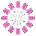 Self Grip Hair Rollers Curlers 24 Pcs Set with 12Pcs Heatless Hair Rollers 3 Sizes (4 Jumbo, 4 Large &amp; 4 Medium) and 12 Pcs Hair Clips for Long Medium Short (L pink)