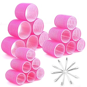 siyaa jumbo hair curlers rollers with clips 30pcs big rollers for hair set 63cm 43cm 37cm self grip hair roller for long medium short thick hair bangs volume salon hair dressing diy hair roller
