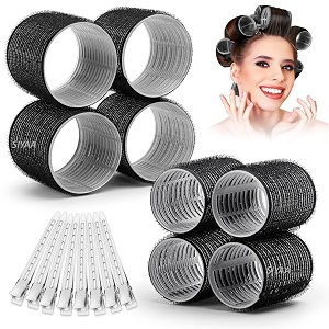 siyaa self grip hair rollers curlers 20 pcs set with 8pcs heatless hair rollers 2 sizes 4 jumbo amp 4 large and 12 pcs hair clips for long medium short thick fine thin hair volume