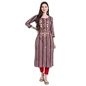 Siyanic Marron Khadi Striped Womens Cotton Kurta