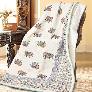 sj art amp crafts 410 tc cotton double bed super soft quilt reversible light weight for summer and winter size- king 90x108 inch elephent hand block machine stitch