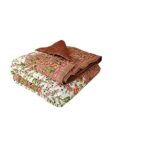 sj art amp crafts 410 tc cotton double bed super soft quilt reversible light weight for summer and winter size- king 90x108 inch garden flower brown