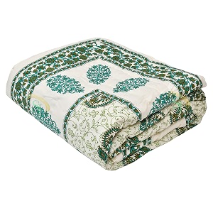 sj art amp crafts 410 tc green jaal printed light weight pure cotton winter and summer jaipuri ac quilt razairajaiblanketcomforter double bed 90 x 108 inches