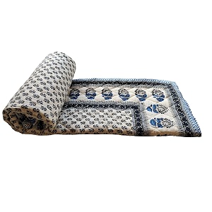 sj art amp crafts 410 tc cotton double bed super soft quilt reversible light weight for summer and winter size- king 90x108 inch blue butti flower print