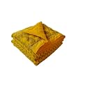 SJ Art &amp; Crafts 410 TC Light Weight Pure Cotton Jaipuri Traditional Floral Design with Gold Print Double Bed Jaipuri Quilt/Razai/Rajai (Yellow-90 x 105 Inch)