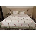 SJ Art &amp; Crafts 410 TC Cotton Double Bed Super Soft Quilt Reversible Light Weight for Summer and Winter Size- King 90X108 Inch (Palm Tree Hand Block Quilt)