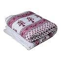 SJ Art &amp; Crafts 410 TC Cotton Double Bed Super Soft Quilt Reversible Light Weight for Summer and Winter Size- King 90X108 Inch (Pink Buti Flower Border Sanganeri Print)