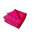 SJ Art &amp; Crafts 410 TC Cotton Double Bed Soft Light Weight Quilt for Summer and Winter Size- 90X108 Inch (Pink Sanganeri Print Dye Gold Quilt)