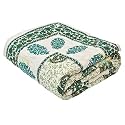 SJ Art &amp; Crafts 410 TC Green Jaal Printed Light Weight Pure Cotton Winter and Summer Jaipuri Ac Quilt Razai/Rajai/Blanket/Comforter (Double Bed, 90 X 108 INCHES)