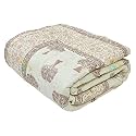 SJ Art &amp; Crafts 410 TC Cotton Double Bed Super Soft Quilt Reversible Light Weight for Summer and Winter Size- King 90X108 Inch (Cream Mango Tree)