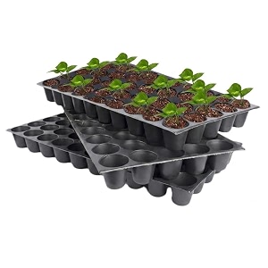 sj organics seedling tray for seed germination - pack of 5 50 cells each  reusable plastic nursery tray for indoor gardening amp microgreens