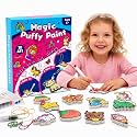 SJHSJH Aqua Puffs 3D Art Kit for Kids, Mess-Free Paint by Number Crafts with Princesses & Unicorns, DIY Color & Inflate Activity Set, Creative Travel Toy & Gift for Girls & Boys Ages 4-10