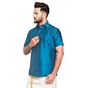 SJS-Men39s Half Sleeve Solid Art Silk Shirt