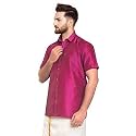SJS-Men39s Half Sleeve Solid Art Silk Shirt