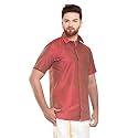 SJS-Men39s Half Sleeve Solid Art Silk Shirt